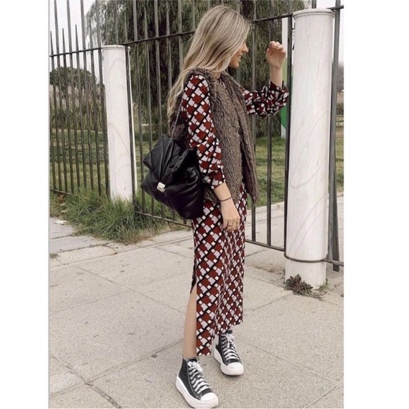 Zara geometric midi dress XS -READ - Picture 5 of 14